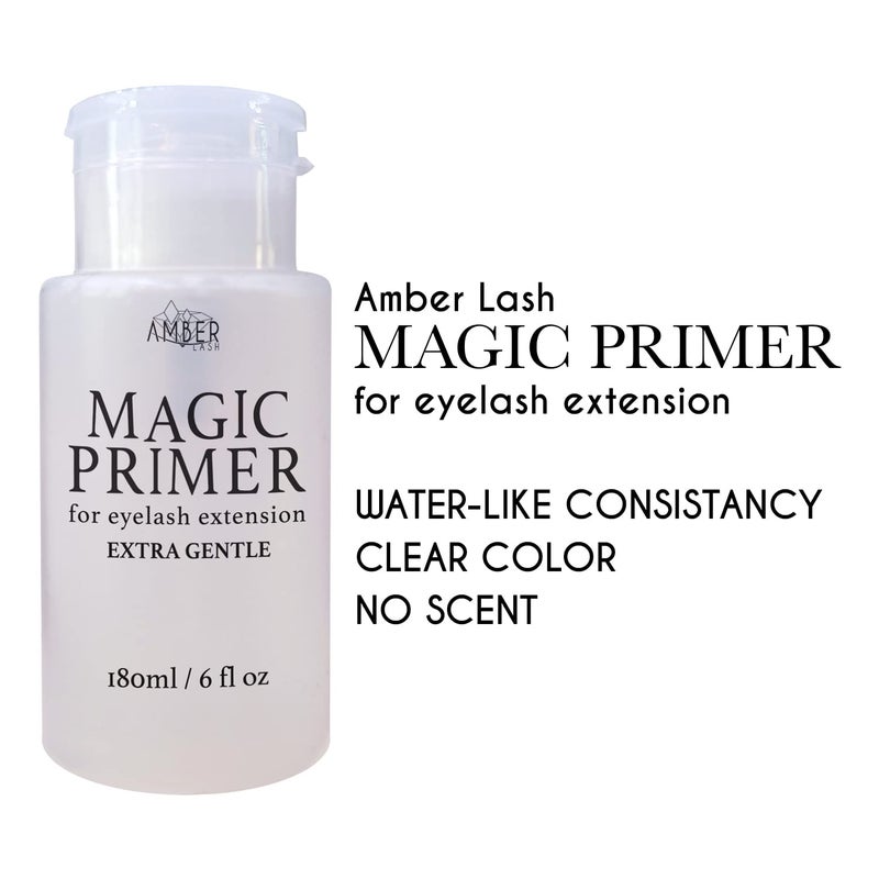 Amber Lash Magic Primer (6.0 fl.oz/180ml) Super Gentle Eyelash Extension Primer to Increases Adhesive Strength and Bonding Retention on Natural Lashes, Remove Makeup Residue, Oil, and dust from lashes - Image 3